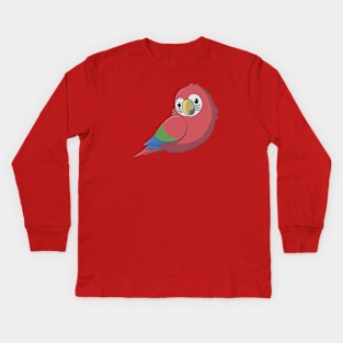 Cute fluffy red and green macaw Kids Long Sleeve T-Shirt